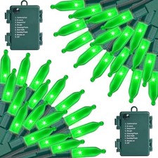 2 Pack 100 LED St Patricks Day Lights, 17.4Ft Battery Operated String Green