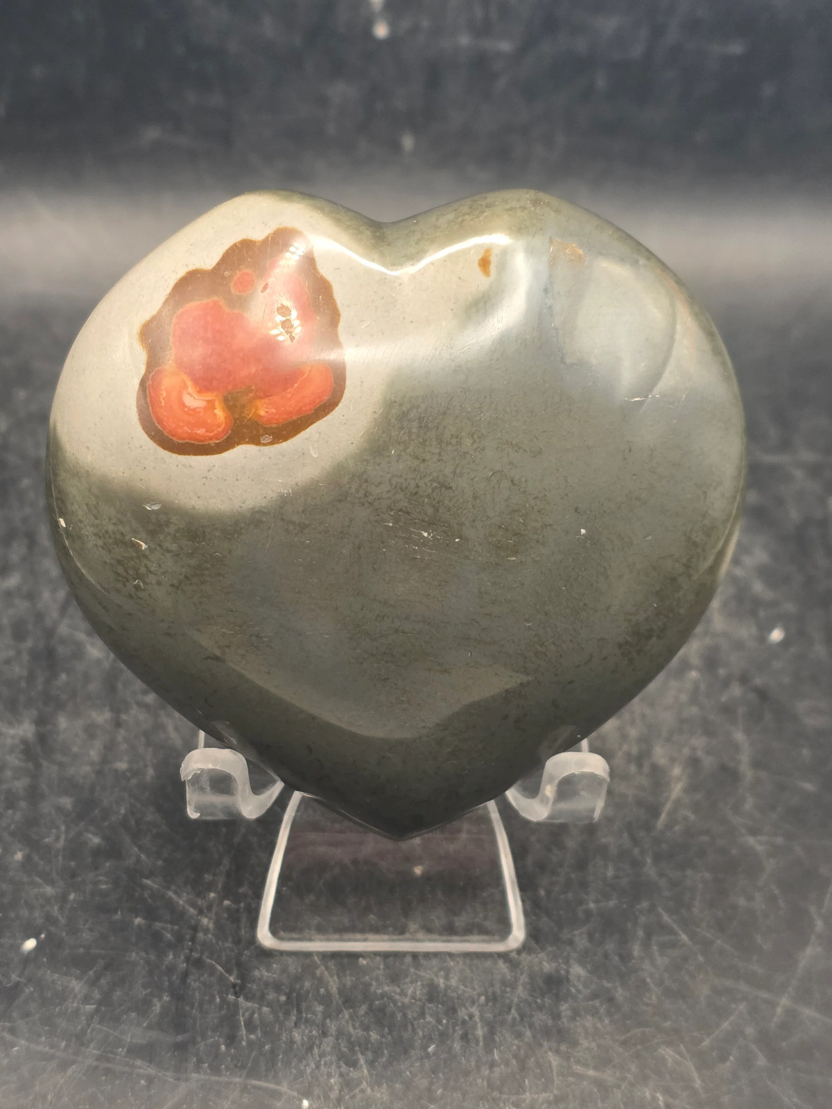 Polychrome jasper heart! 8 ounces, 2.9 inches wide, 2.7