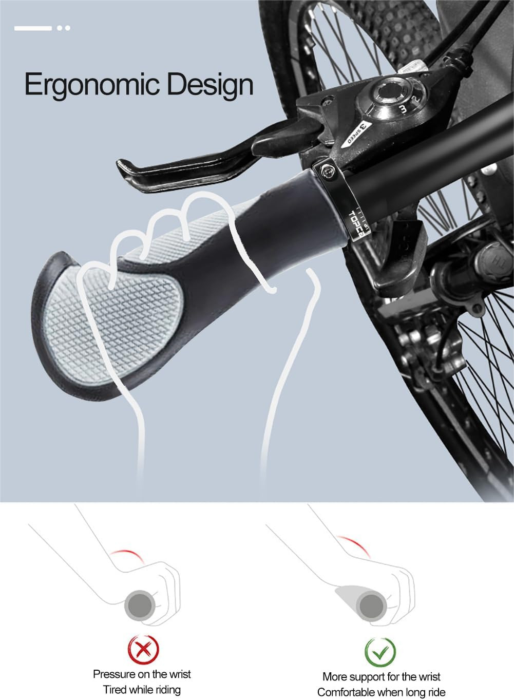 Bicycles Handlebar Grips, Aluminum Lock-on Ergonomic Bike Grips, Cushion Vibr...
