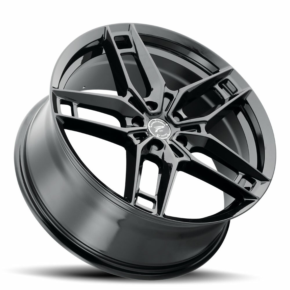 17" Platinum 464BK Lotus Gloss Black Clear Coat 17x8 Wheel 5x4.5 40mm Rim