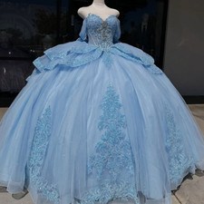 Glitter Quinceanera Dresses Sky Blue Sweet 15 16 Princess Party Ball Gowns