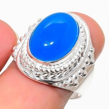 Blue Chalcedony Gemstone Handmade 925 Sterling Silver All Size Ring For Gift