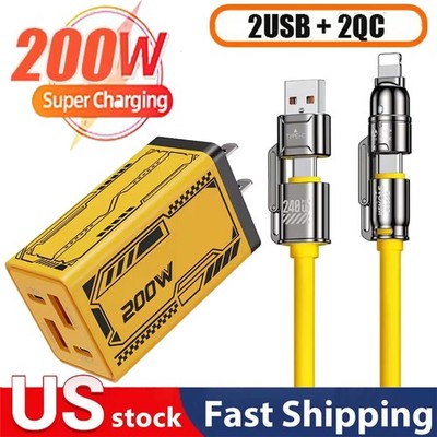 200W Gan Multi Port Charger Dual PD USB For Samsung Iphone Charger Fast Charging
