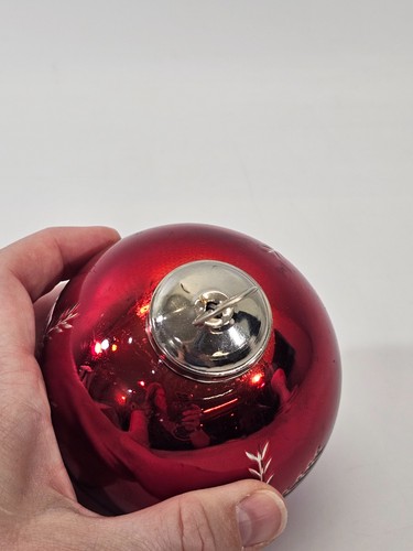 KSD VINTAGE Marshall Field's Glaskugel Kugel Ornament rot mit Schneeflocke Urlaub - Bild 4 von 6