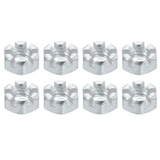 1/4-20 UNC Hexagon Slotted Nut, Grade 6.8 Carbon Steel Hex Nuts, Silver, 8Pcs