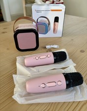 Pink Wireless Karaoke Microphone Set with Speaker Bluetooth Portable.