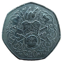 1983 Isle of Man 20p Twenty Pence Coin - Viking Coat of Arms