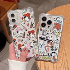 Funda Carcasa Airbag Anti Caída Cuatro Esquinas S-Snoopy para iPhone 16 15 14 Plus 13 12