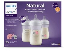 Philips Avent Natural Baby Bottle 9oz 3pk Pink Elephant Design