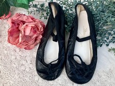 VTG 1 Pair Dance Mates Ballet Slippers Size 1 1/2 Leather Black Youth Flats