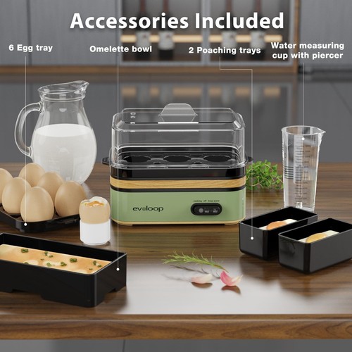 Cooker Electric 6 Eggs Capacity Soft Medium Hard Boiled Poacher Omelet Maker Egg - Picture 5 of 8