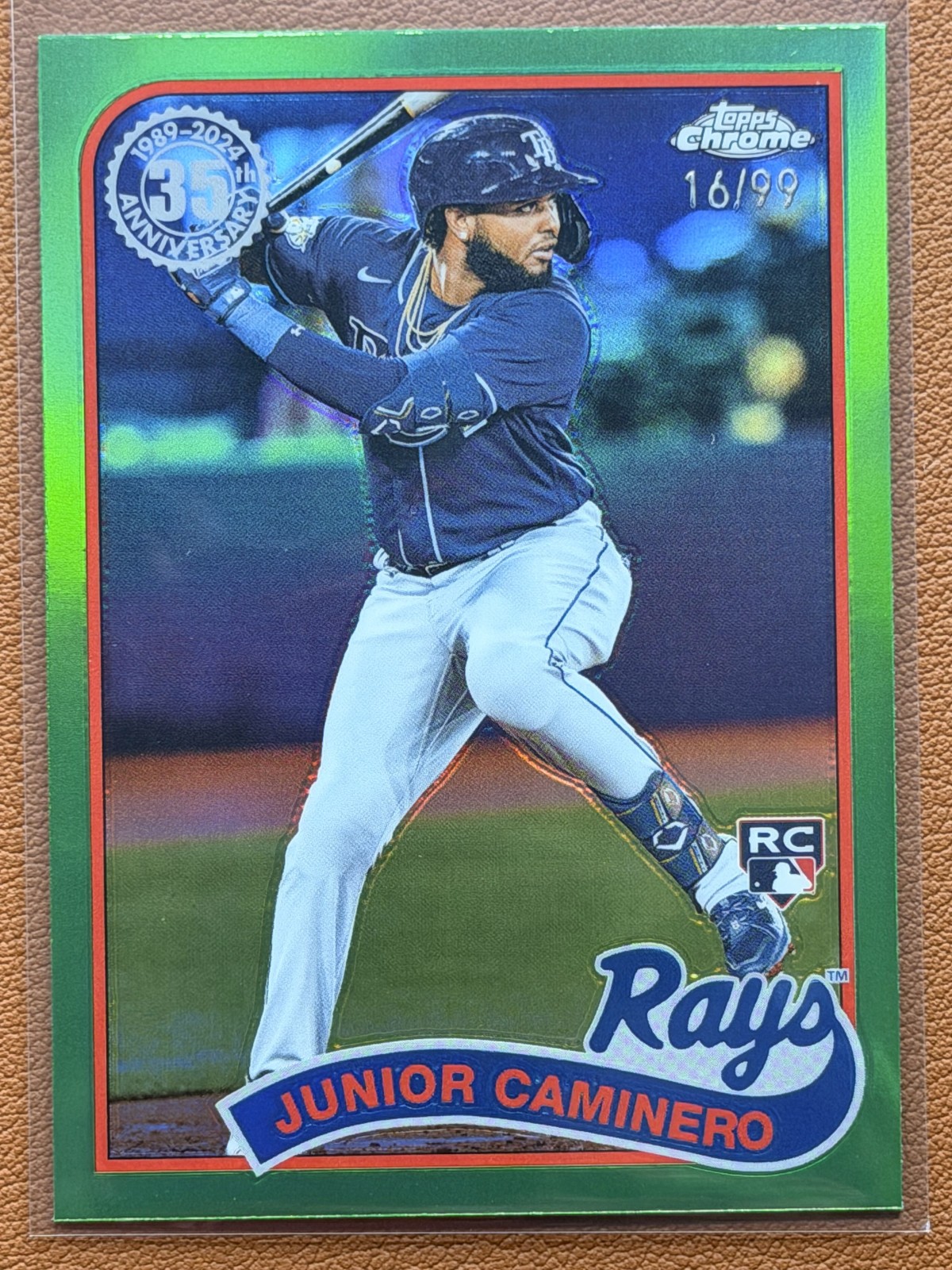 Junior Caminero 2024 Topps Chrome 1989 Topps Baseball 89CB-15 Green RC /99