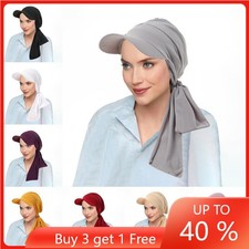 Pre-tied Headscarf Summer Sun Brim Visor Hat Muslim Women Turban Head Wrap Cap