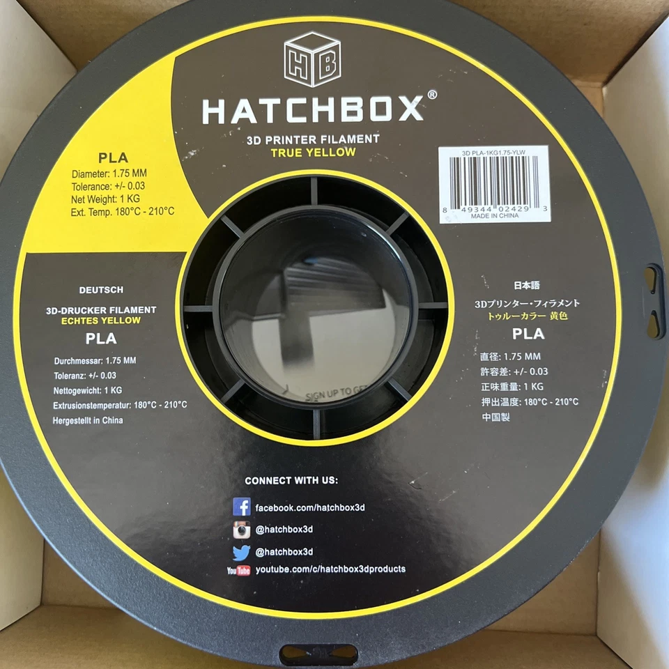 Filamento de impresora HATCHBOX 3D PLA-1KG1.75-T - amarillo Foto 4 de 4