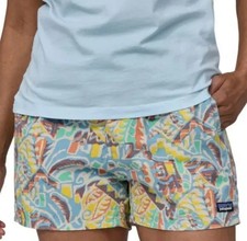 Patagonia Blue Yellow Kids Funhoggers Shorts Sz Large 5"