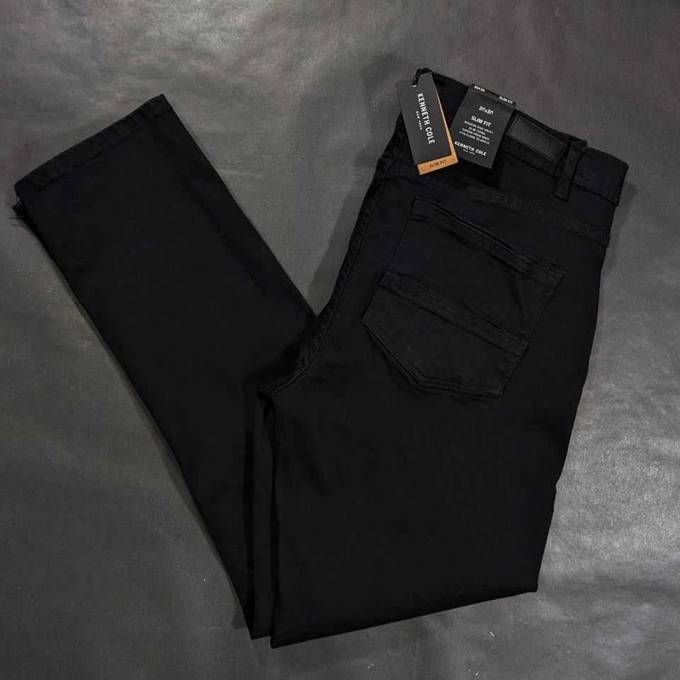 Pantalones de mezclilla Kenneth Cole para hombre talla 36x30 negros ajustados elásticos Foto 2 de 4