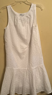 David Meister Fit Flare White Eyelet Cotton Dress Spring Summer Women s SZ Small