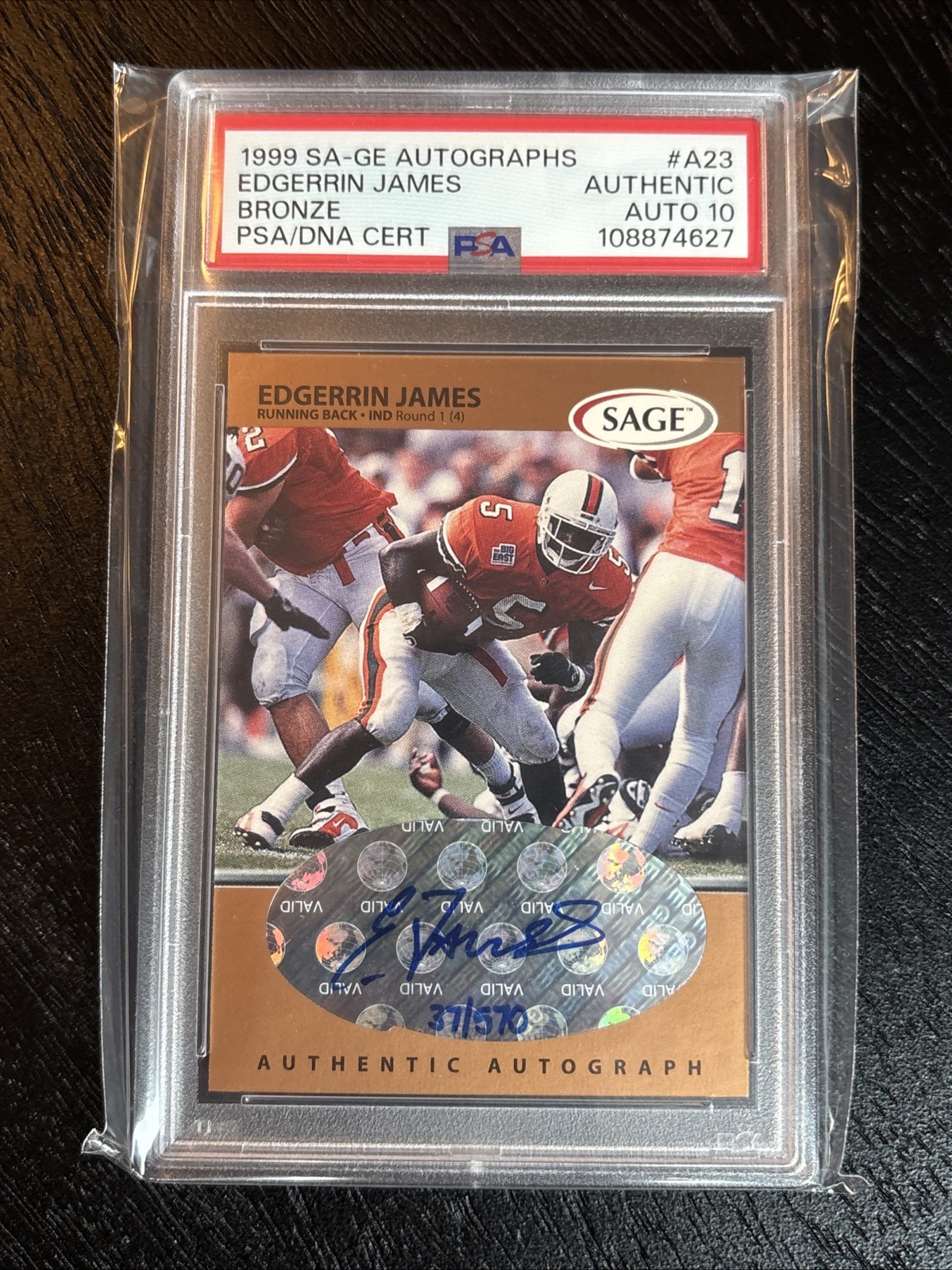 Edgerrin James SA-GE Autographs #A23 Bronze