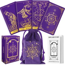 Hihealer Tarot Cards with Guide Book & Linen Carry Bag, 78 Classic Original Taro