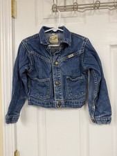 Wrangler Vintage Child s Sanforized Denim Blue Bell Jean Jacket Size 6 USA Made