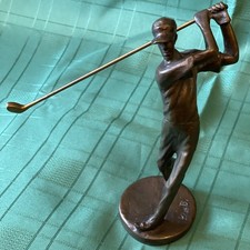 Vintage Bronze Golfer 9.5” Inches Tall. Bernard Kim Signed Kim B . Ex/con 