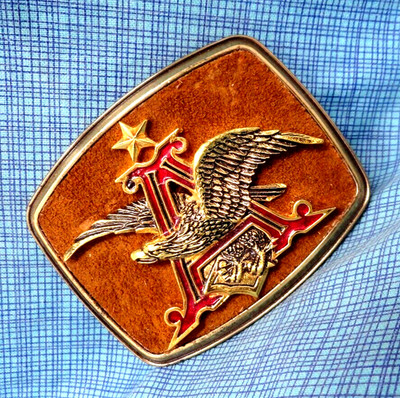 Anheuser Busch Brewing Dress Belt Buckle Beer Inlay Vtg 70s Raintree   .SHY485