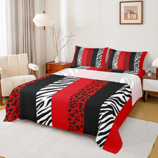 Leopard Zebra Print Queen Bedding Set - 4PCs Fashion Bed Sheets