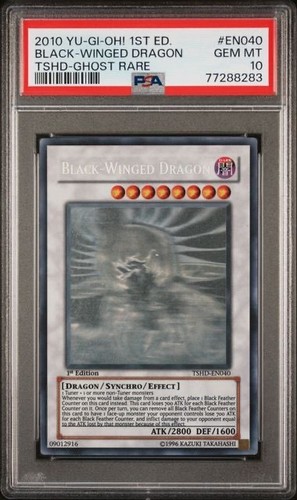 Yugioh  1st Ed. Black-Winged Dragon TSHD - #EN040 Ghost Rare PSA 10 Gem MT