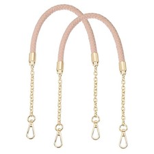 2Pcs 62cm/24.4" PU Leather Braided Purse Strap Smoky Pink, Light Gold Buckle 