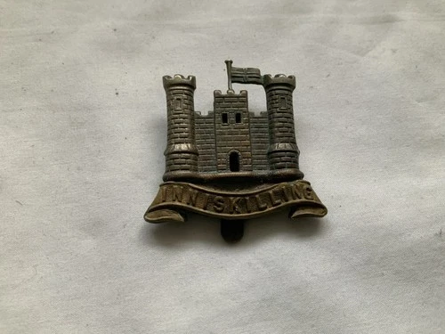WW1 Inniskilling Dragoon Guards Cap Badge Bi- Metal Genuine British Army