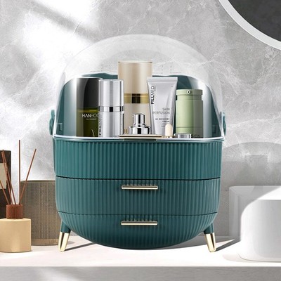 Make Up Kosmetik Organizer Schmink Grün mit Deckel Aufbewahrung Aufbewahrungsbox