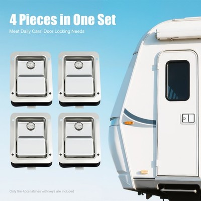 5.5x4.25 in 4-Trailer Paddle Door Latch Handle RV Truck Tool Box Lock Steel+Keys