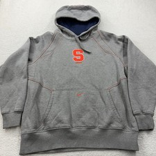 VTG Nike Syracuse Orange Pullover Hoodie Sweatshirt Men's Gray L 90s Center Logo