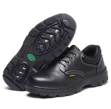 Mens Black Safety Steel Toe Cap Work Boots Anti-Slip Leather Construction Shoes