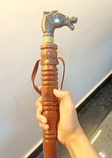 Solid Brass Shoe Horn 22" Long Handle Hound Dog Face Handmade Item