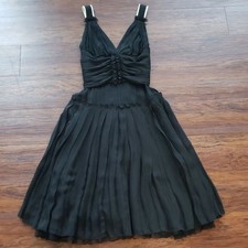 Dolce & Gabbana Black Rouched Silk Midi Dress Size 38 Chic Feminine Designer