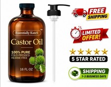 Cold-Pressed Organic Castor Oil in Glass Bott...