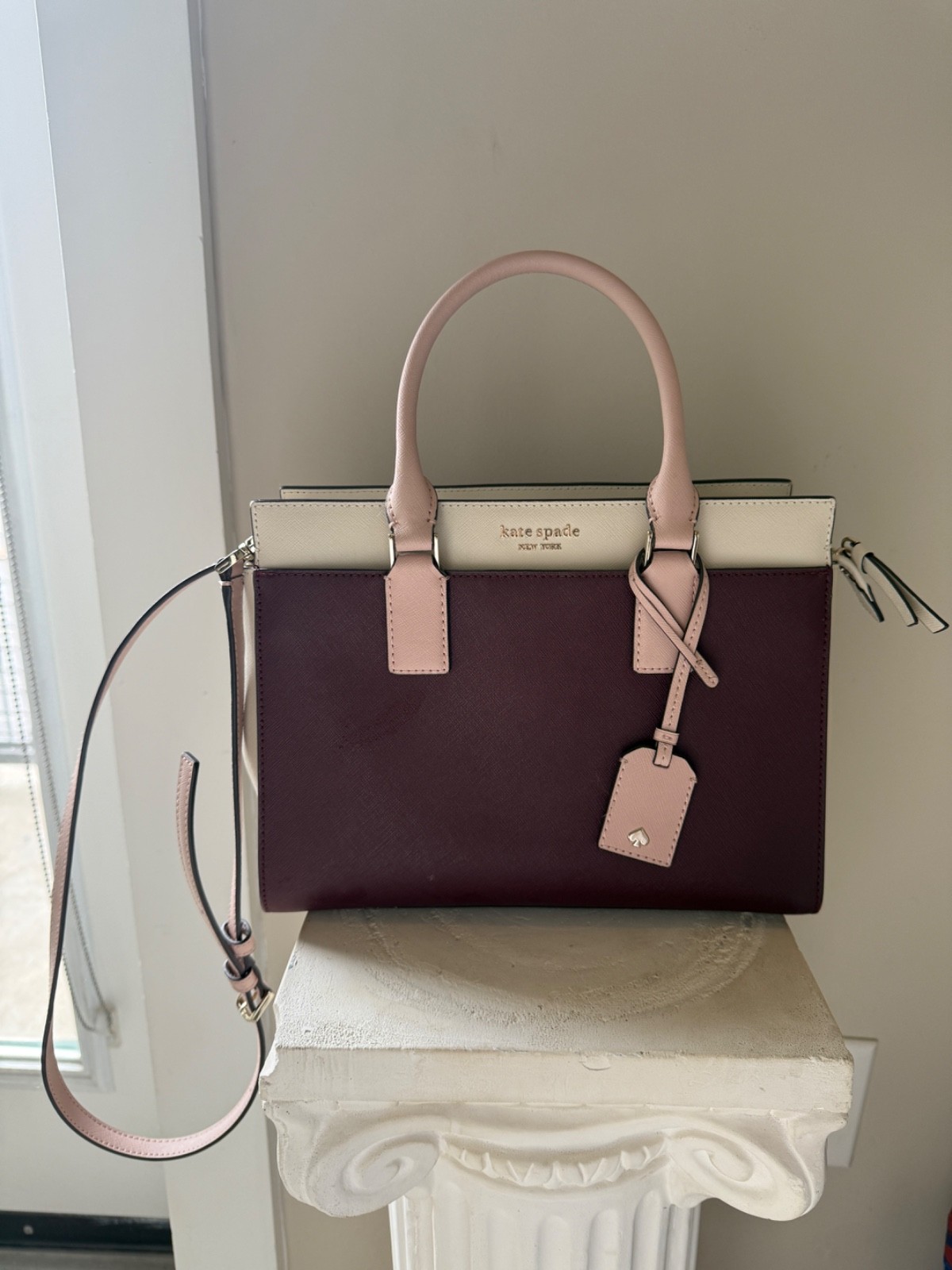 Kate Spade Retired Tri-Color Satchel Handbag Purple White
