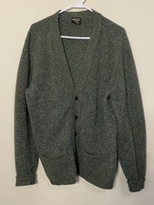 VTG St Michael M&S Cardigan Mens XL 38" Shetland Wool Nylon Green Sweater UK