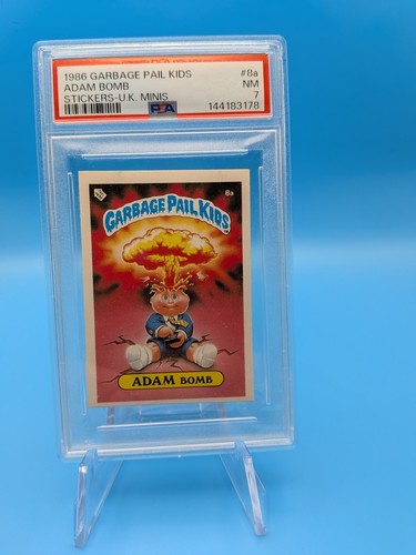 1986 Garbage Pail Kids Stickers ADAM BOMB Cheaters UK Minis #8a PSA 7