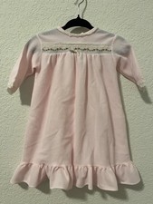 Vintage Alexis Baby Nightgown Girls 0-13LBS Pink Flannel Long Sleeve Lace Floral