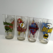 Pepsi DC Comics Batman Superman Glasses Set of 4 16 oz