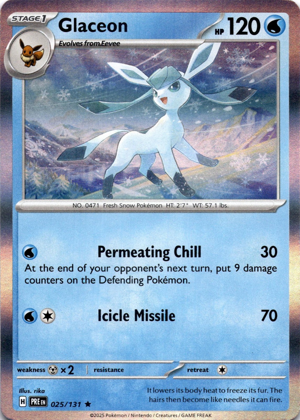 GLACEON 025/131 R PRISMATIC EVOLUTIONS HOLO LP