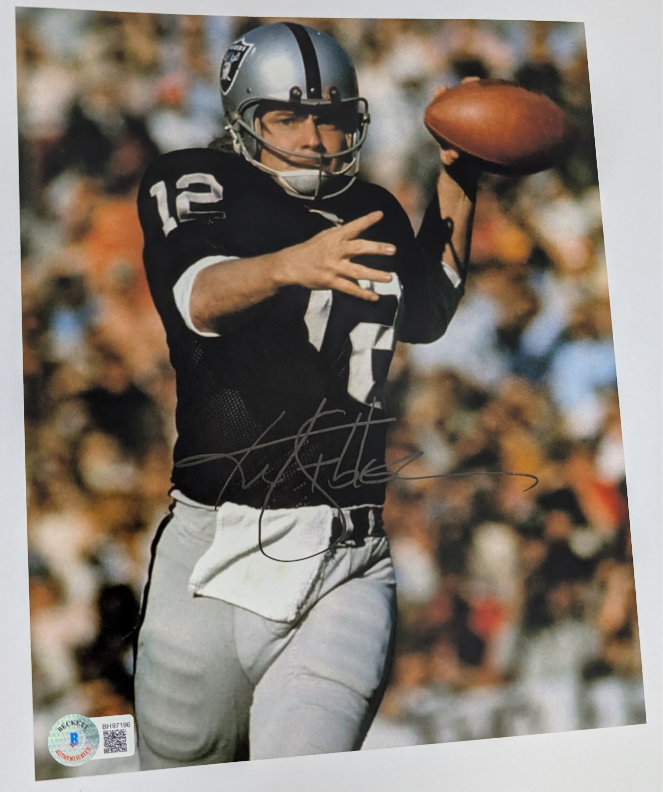 Ken Stabler Autographed Signed Oakland Raiders Beckett Cert Authentic Auto 10x8 Photo B 