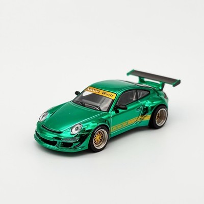 Pop Race 1:64 Porsche 997 RWB (Chrome Green) Tokyo Auto Salon #224