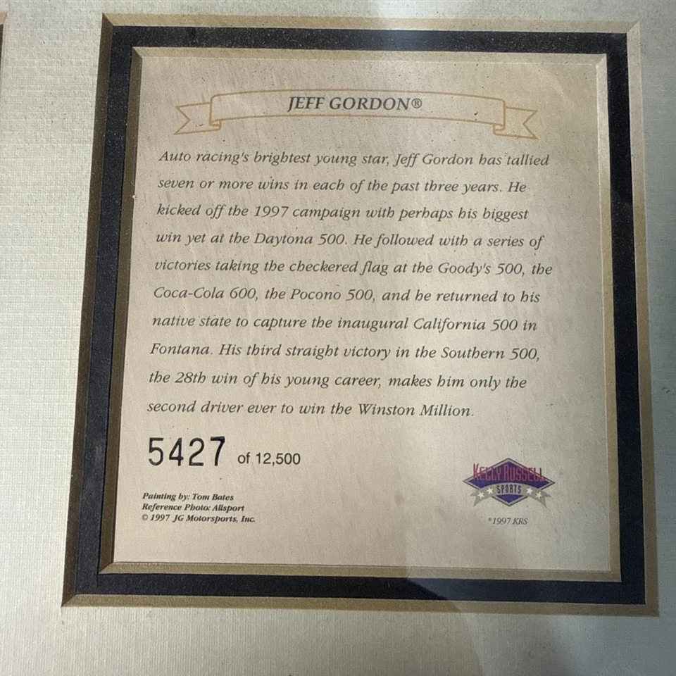 Collage Jeff Gordon numerado en marco de plástico negro #5427 de 12500 coleccionables Foto 2 de 3