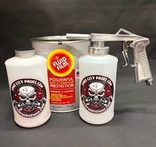 Gallon Fluid Film Amber, Standard Undercoating Gun, and 2 White Quart Bottle