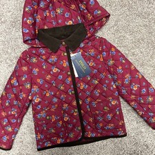 NWT Polo Ralph Lauren Water Repellent Barn Jacket Floral Girls 5 Corduroy Trim