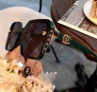 Oversized Square Sunglasses Women UV400 Luxury Style Fashion Green Shades