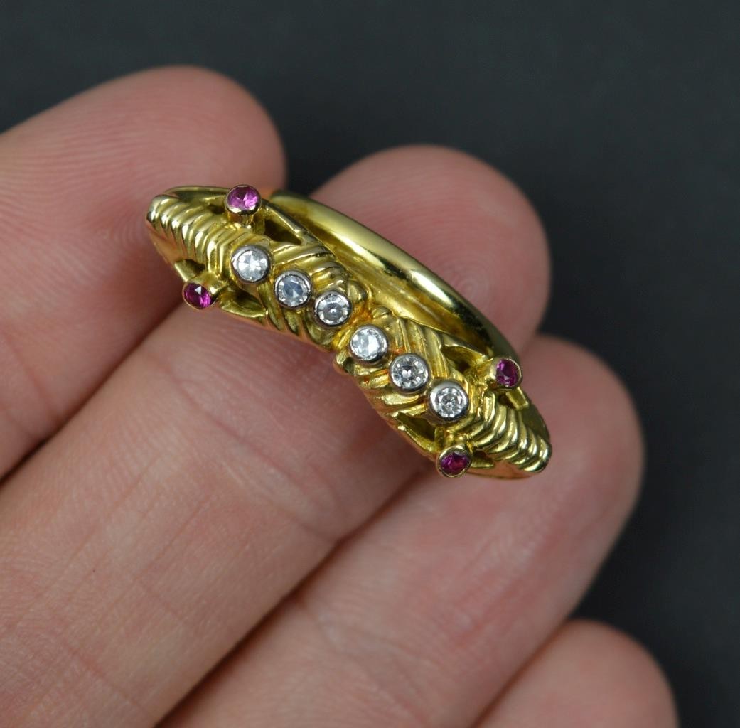 Unique Double Dragon Snake Creature 18ct Gold Rub… - image 6